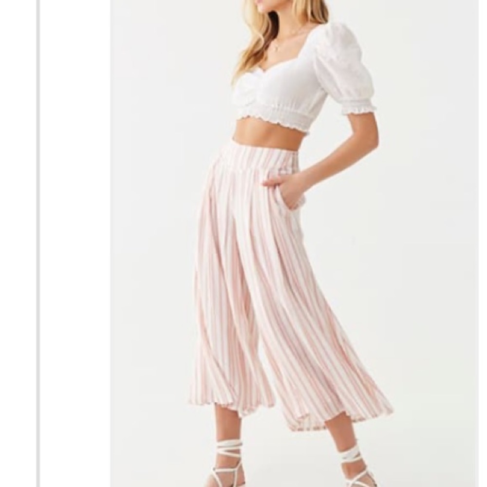 Pink and White Stripe Wide Leg Pants